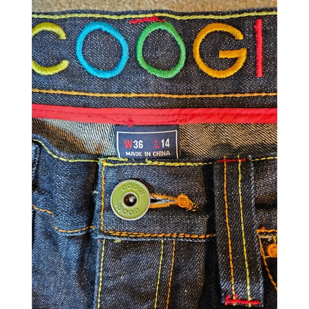 Coogi Denim Jorts Mens 36 Dark Wash Embroidered Baggy Skater Hip Hop Streetwear